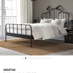 IKEA イケア　ダブルベッド　SAGSTUA黒　ベッドフレーム...
