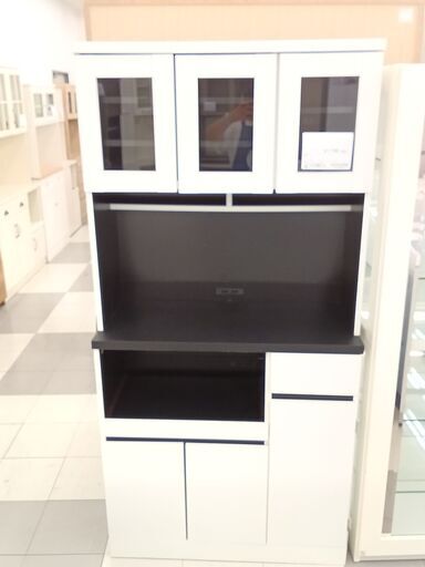 ★ジモティ割あり★  レンジボード ホワイト ×ブラッククリーニング済み TC304