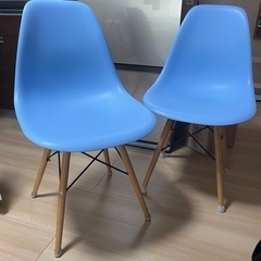 家具 椅子 青いダイニングチェア2脚セット