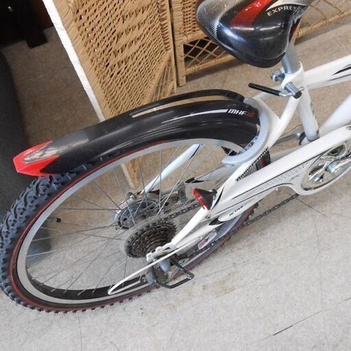 ジュニアサイクル 24インチ 白 6段変速 6段切替 鍵付き ブリヂストン