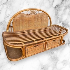 籐家具 収納付きベンチ　ラタン 昭和レトロ ビンテージ