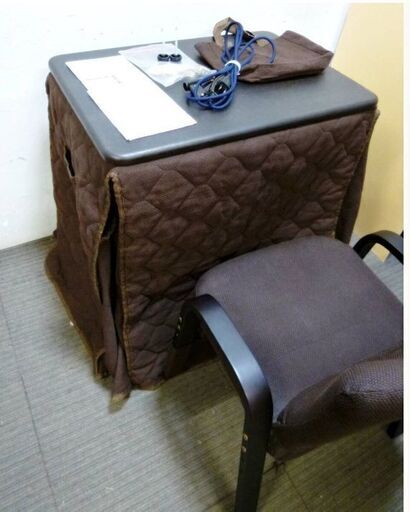 滝口木材　一人用家具調こたつ　3点セット　TM-52　動作良好　ハイタイプ　テーブル　机　椅子　掛布団　年中OK　ワークデスク