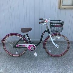 22インチ　子供自転車　アサヒ自転車　シェリール　黒×ピンク