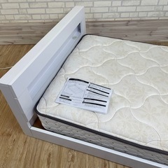 木製シングルベッド　ホワイト　フランスベッド　マットレス付き　組...