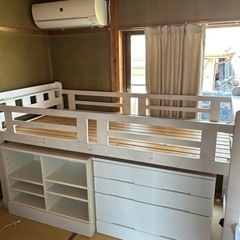 家具 ベッド シングル　収納付システムベット