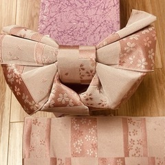 浴衣用結び帯　ピンク　桜柄