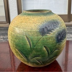 花瓶 陶器壺 緑系