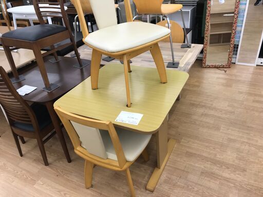 ★ジモティ割あり★ ニトリ ダイニングセット4人 薄茶 クリーニング済み KJ5045