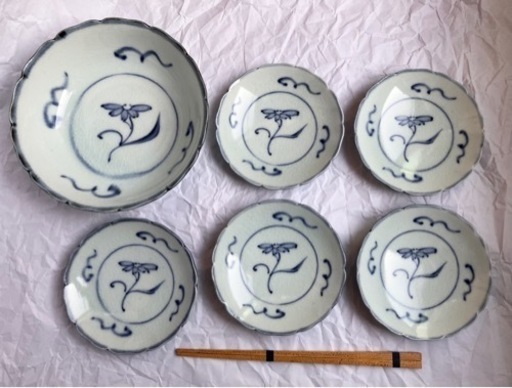 たち吉　花絵　取り皿揃(箸付)