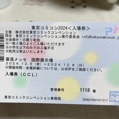 【ネット決済・配送可】コミコン2024東京入場券1枚