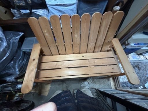 木製ベンチ　肘つき　家具