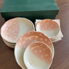 中皿と小皿 5枚セット 桜