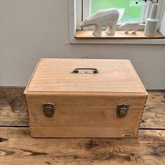 古い木製薬箱　剥離　昭和レトロ　収納箱　木箱