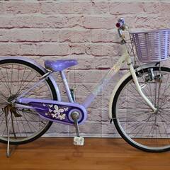 整備済 BSエコパル 子供用の26型 中古 ジュニア自転車 紫色   