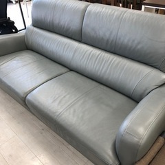 karimoku3人掛けソファーレザーグレー【トレファク堺福田店】