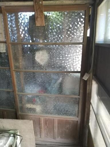 昭和の模様ガラス戸2枚セット