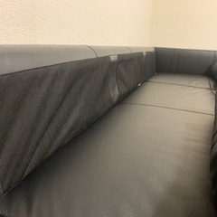 IKEA フリーヘーテン　合皮レザー　ブラック　L字ソファ　ソファーベッド