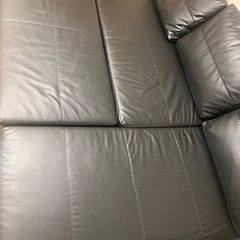 IKEA フリーヘーテン　合皮レザー　ブラック　L字ソファ　ソファーベッド