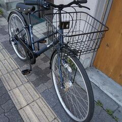 美品☆Kon\'s Labo[コンズラボ]27吋 シティサイクル 外装6段/LEDオート/マットブルー