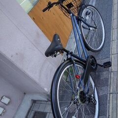 美品☆Kon\'s Labo[コンズラボ]27吋 シティサイクル 外装6段/LEDオート/マットブルー