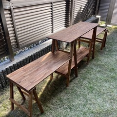 ビジョンピークス アカシアキッチンラック オプションテーブル×2、収納袋