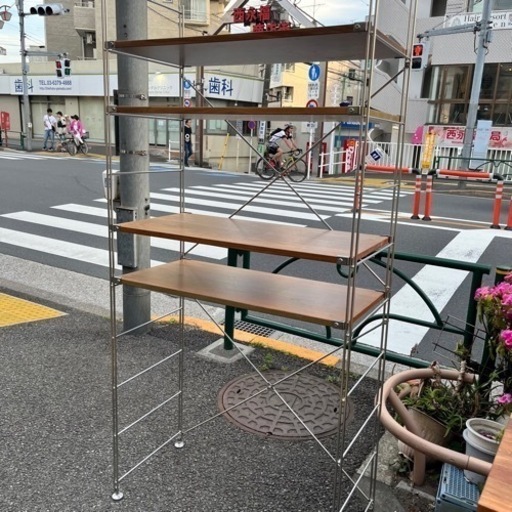 送料無料・設置無料有り無印良品　ステンレスユニットシェルフ オーク材棚セット 収納家具 中古家具
