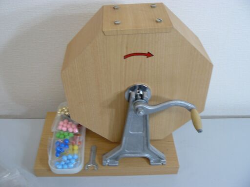 【美品】木製 ガラポン抽選器 ガラガラ 抽選球付 イベント用品