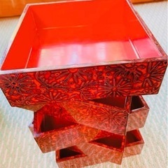 アンティーク品(昭和12年)5段 若狭塗りお重＆木箱のset
