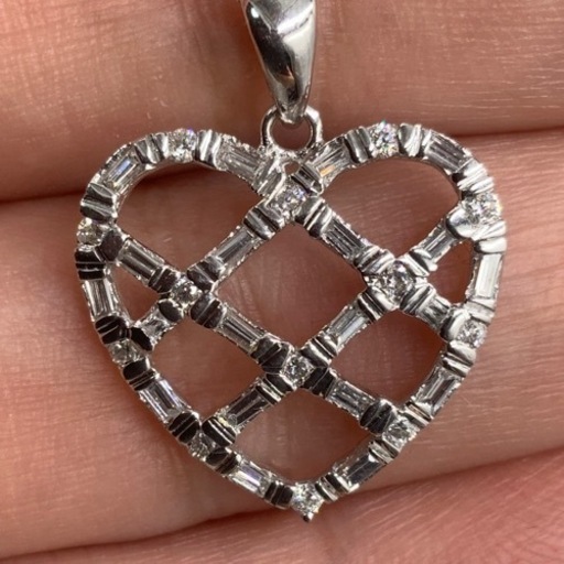 K18WG ダイヤモンドネックレス 0.5ct 3.7g ハートネックレス K18WG 
