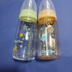 ChuChu哺乳瓶スリム(ガラス製1本とプラ製1本)
