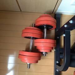 お話中　筋トレセット　ダンベル　ベンチ台　チンニングスタンド　ezバー