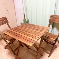 【お話し中】木製折り畳みガーデンテーブルセット