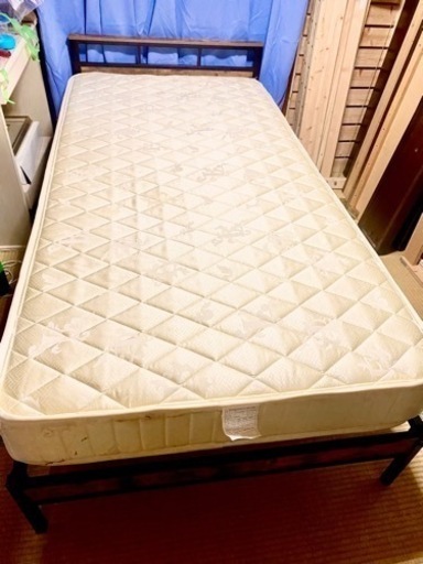 シングルベッド＋IKEAマットレス＋バネすのこ　【八王子市直接引き取りのみ】 シングルベッド＋IKEAマットレス＋バネすのこ【八王子市直接引き取りのみ】