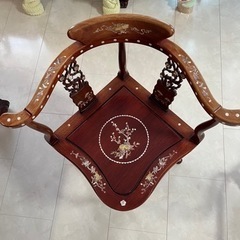中国唐木椅子　螺鈿細工③