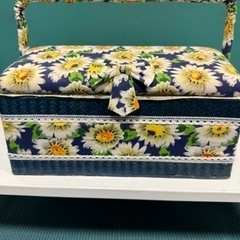 昭和レトロ 持ち手付き 花柄 フラワー 裁縫箱 ソーイングボックス
