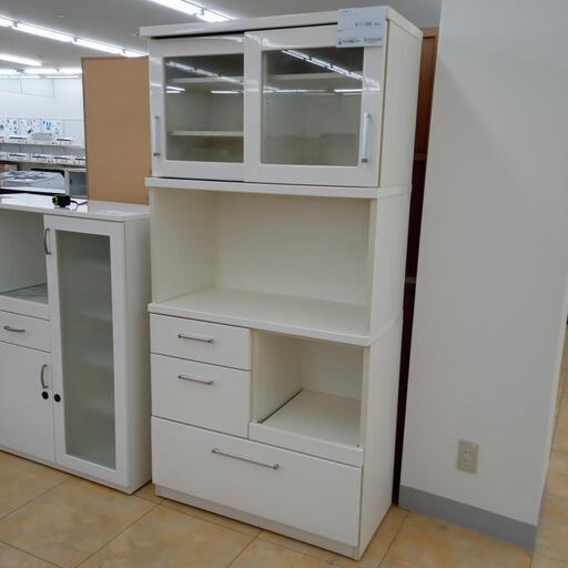 ★ジモティ割あり★  レンジボード ホワイト H180×D42×W88 クリーニング済み OJ4254