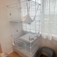 キャットゲージ　3段　トイレ一体型