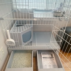 キャットゲージ　3段　トイレ一体型