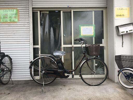地域限定送料無料　パナソニック　ビビ　EX　12AH　新基準　子供乗せ　茶色　ナチュラ　アシスタ　神戸市　電動自転車