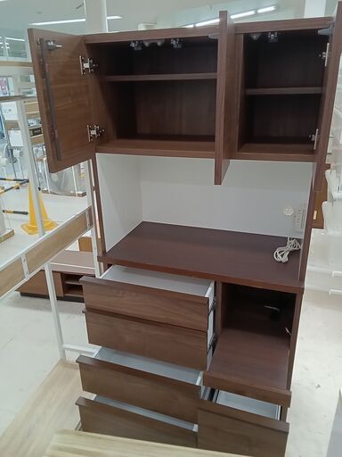 ☆ジモティ割あり☆ 食器棚 ブラウン W90.5×D49×H181 クリーニング済み