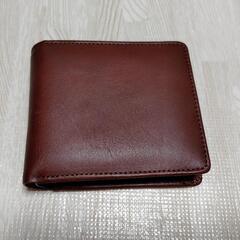 【新品未使用】二つ折り財布 メンズ ブラウン 牛革 レザー