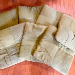 座布団7枚セット、グリーン、和風、日本製