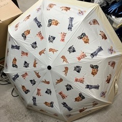 K2405-272 猫柄 晴雨兼用折りたたみ傘 中古美品