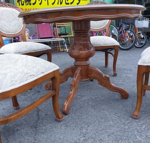 ダイニングセット イタリア調 アンティーク調 ラウンドテーブル 円形