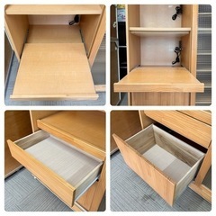 【超美品‼️】高級♪ 大川家具(ノダ工芸) 120cm幅ダイニングボード 食器棚 キッチン収納家具 木製ナチュラルブラウン♪