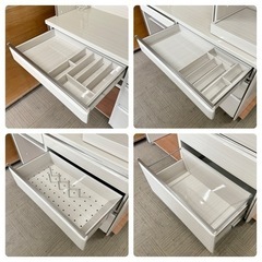 【超美品‼️】超高級♪ 定価数十万 シギヤマ家具 168cm幅キッチンボード 食器棚 収納家具 オール艶あり木目調ホワイト♪