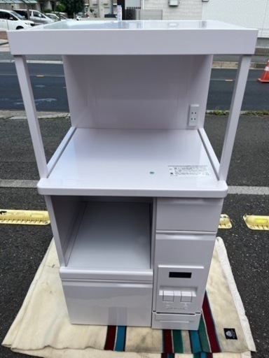 極美品コンセント2口付米びつ付レンジ台【FK-B595Z0】約幅56×奥行48×高さ115cm