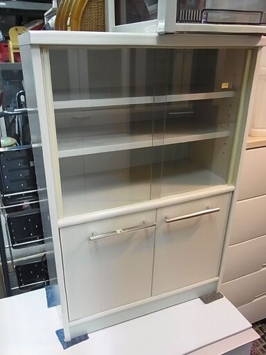 28】ミニ食器棚コンパクトサイドボード白ホワイトキッチンボード 