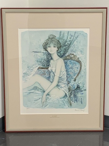 9102 ベルナール・シャロワ「物想い」リトグラフ 10号 限定 123/125  Bernard Charoy 絵画 版画