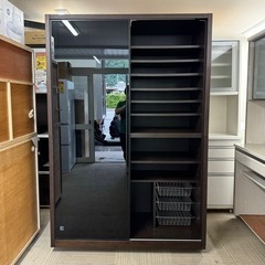 【お買い得‼️】定価39万♪ モリタインテリア 140cm幅ダイニングボード 食器棚 キッチン収納家具 木目調ダークブラウン♪